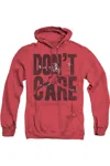 Gildan Justice League Of America Dont Care Adult Heather Hoodie / Hooded Sweatshirt In Red