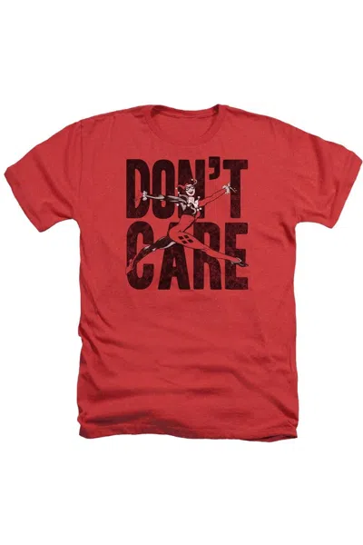 Gildan Justice League Of America Dont Care Adult Heather Tee / T-shirt In Red
