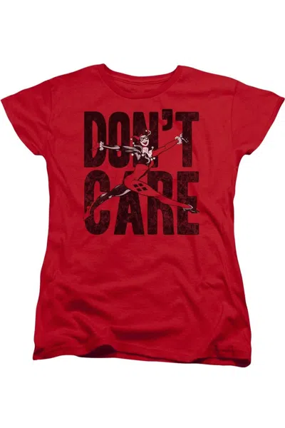 Gildan Justice League Of America Dont Care Short Sleeve Women´s Tee / T-shirt In Red