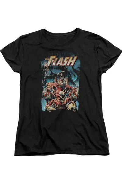 Gildan Justice League Of America Electric Chair Short Sleeve Womens Tee / T-shirt In Black