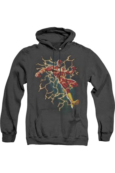Gildan Justice League Of America Electric Death Adult Heather Hoodie / Hooded Sweatshirt In Black
