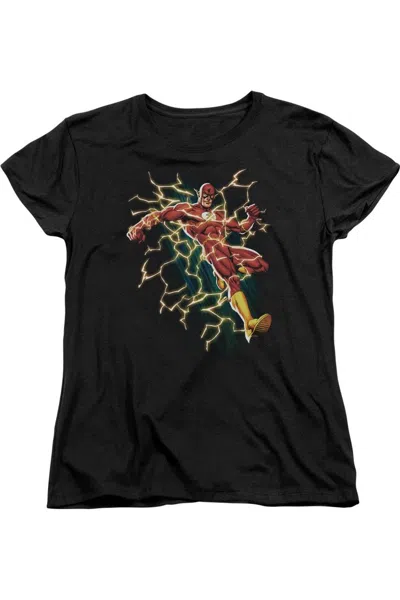 Gildan Justice League Of America Electric Death Short Sleeve Womens Tee / T-shirt In Black