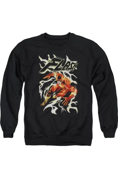 Gildan Justice League Of America Electric Run Adult Crewneck Sweatshirt In Black