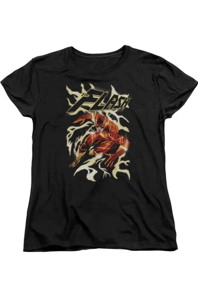 Gildan Justice League Of America Electric Run Short Sleeve Womens Tee / T-shirt In Black