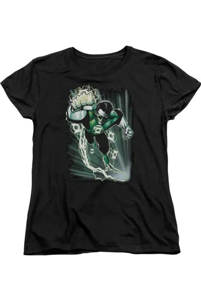 Gildan Justice League Of America Emerald Energy Short Sleeve Womens Tee / T-shirt In Black