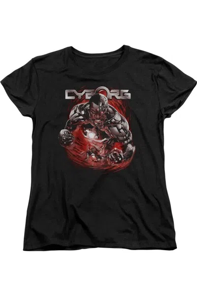 Gildan Justice League Of America Engaged Short Sleeve Womens Tee / T-shirt In Black