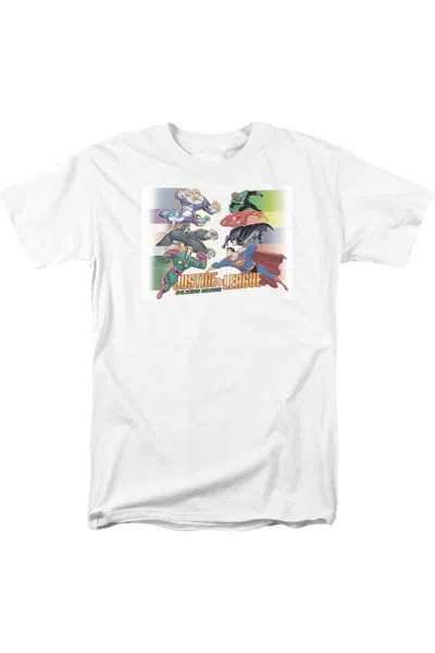 Gildan Justice League Of America Evildoers Beware Short Sleeve Adult Tee / T-shirt In White