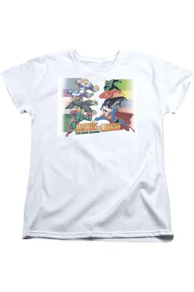 Gildan Justice League Of America Evildoers Beware Short Sleeve Womens Tee / T-shirt In White