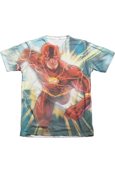 Gildan Justice League Of America Faster Than Lightning Adult Poly/cotton Short Sleeve Tee / T-shirt In White