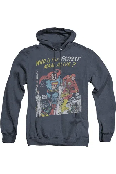 Gildan Justice League Of America Fastest Man Adult Heather Hoodie / Hooded Sweatshirt In Blue