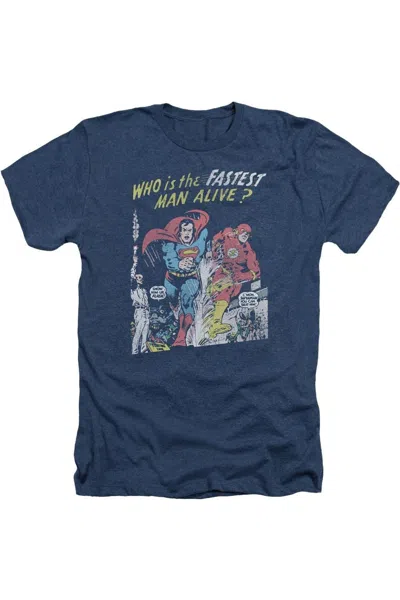 Gildan Justice League Of America Fastest Man Adult Heather Tee / T-shirt In Blue