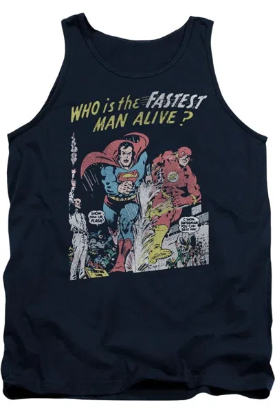 Gildan Justice League Of America Fastest Man Adult Tank Top In Blue