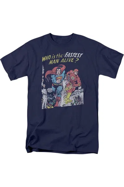 Gildan Justice League Of America Fastest Man Short Sleeve Adult Tee / T-shirt In Blue