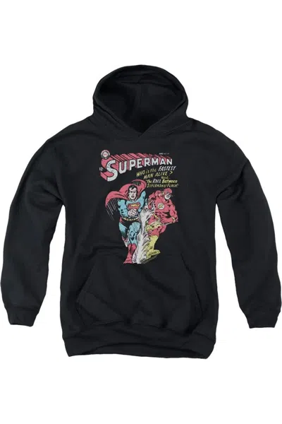 Gildan Kids' Justice League Of America Fastest Youth Pull Over Hoodie / Hooded Sweatshirt In Black