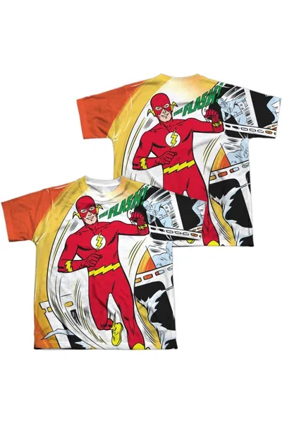 Gildan Kids' Justice League Of America Filmstrip (front/back Print) Short Sleeve Youth Poly Crew Tee / T-shirt In Multi