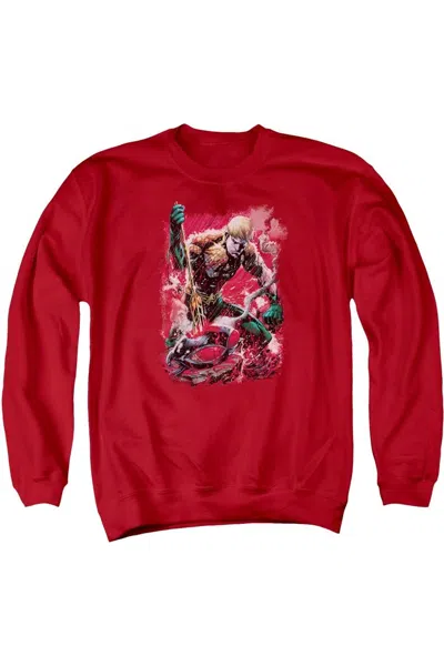 Gildan Justice League Of America Finished Adult Crewneck Sweatshirt In Red