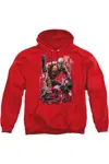 Gildan Justice League Of America Finished Adult Pull Over Hoodie / Hooded Sweatshirt In Red