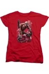 Gildan Justice League Of America Finished Short Sleeve Womens Tee / T-shirt In Red