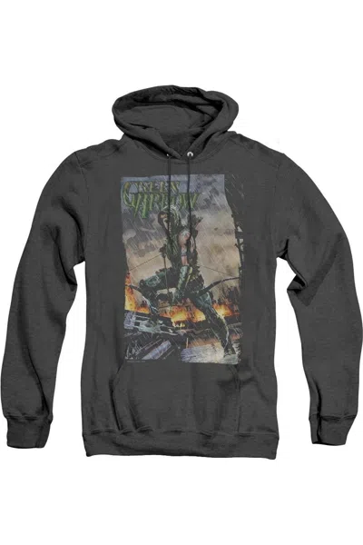 Gildan Justice League Of America Fire And Rain Adult Heather Hoodie / Hooded Sweatshirt In Black