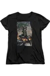 Gildan Justice League Of America Fire And Rain Short Sleeve Womens Tee / T-shirt In Black