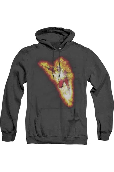 Gildan Justice League Of America Firestorm Blaze Adult Heather Hoodie / Hooded Sweatshirt In Black