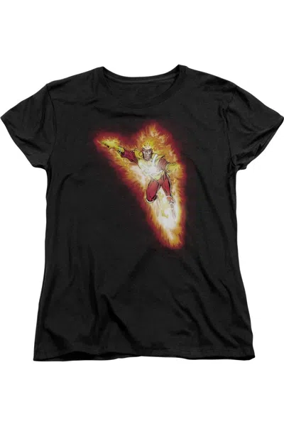 Gildan Justice League Of America Firestorm Blaze Short Sleeve Womens Tee / T-shirt In Black