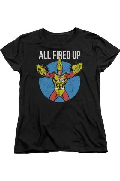 Gildan Justice League Of America Firestorms Party Short Sleeve Women´s Tee / T-shirt In Black