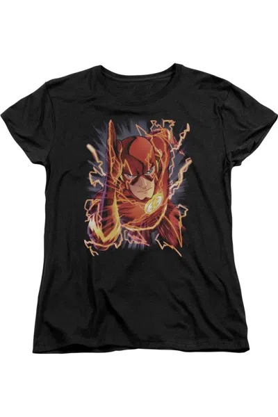 Gildan Justice League Of America Flash #1 Short Sleeve Womens Tee / T-shirt In Black