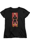 Gildan Justice League Of America Flash Block Short Sleeve Womens Tee / T-shirt In Black