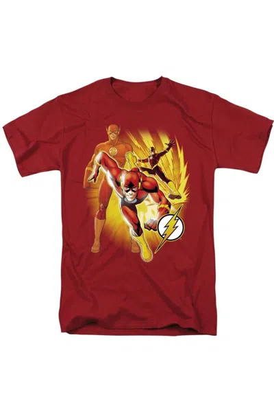 Gildan Justice League Of America Flash Collage Short Sleeve Adult Tee / T-shirt In Red