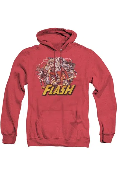 Gildan Justice League Of America Flash Family Adult Heather Hoodie / Hooded Sweatshirt In Red