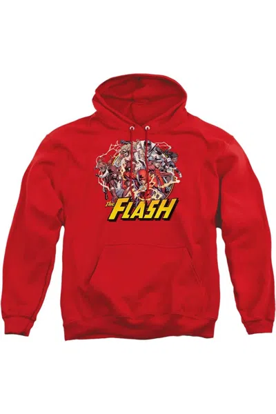 Gildan Justice League Of America Flash Family Adult Pull Over Hoodie / Hooded Sweatshirt In Red