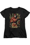 Gildan Justice League Of America Flash Flare Short Sleeve Womens Tee / T-shirt In Black
