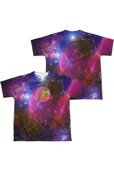 Gildan Kids' Justice League Of America Flash Galaxy Short Sleeve Youth Poly Crew Tee / T-shirt In Multi