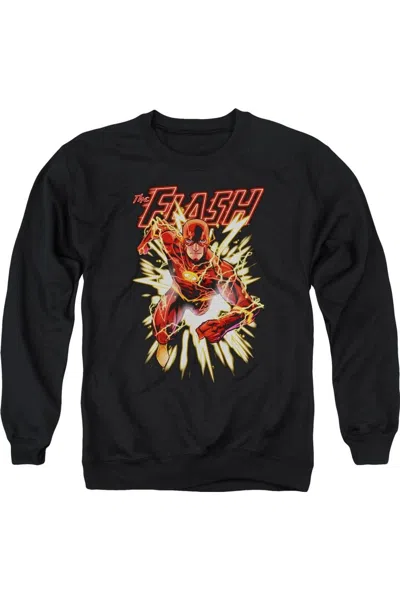 Gildan Justice League Of America Flash Glow Adult Crewneck Sweatshirt In Black