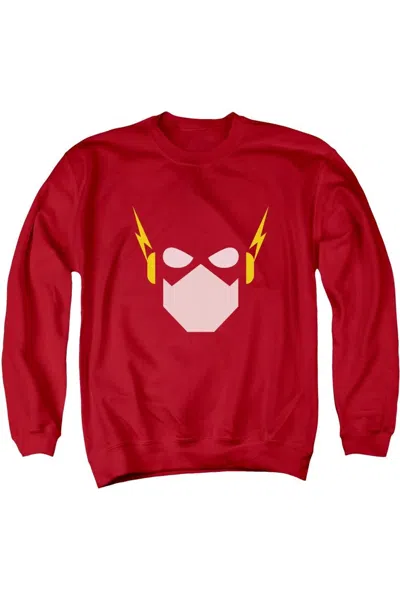 Gildan Justice League Of America Flash Head Adult Crewneck Sweatshirt In Red