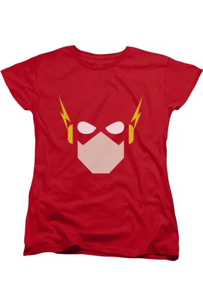 Gildan Justice League Of America Flash Head Short Sleeve Womens Tee / T-shirt In Red