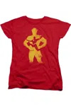 Gildan Justice League Of America Flash Knockout Short Sleeve Womens Tee / T-shirt In Red