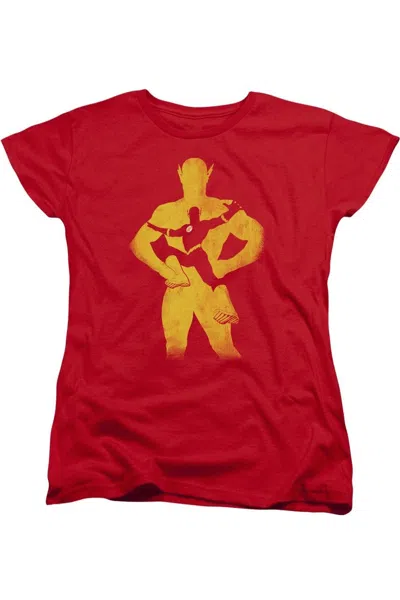 Gildan Justice League Of America Flash Knockout Short Sleeve Womens Tee / T-shirt In Red