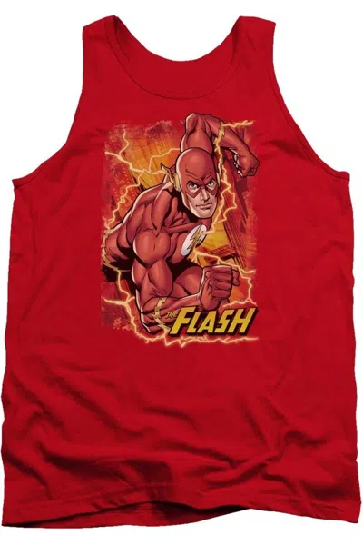 Gildan Justice League Of America Flash Lightning Adult Tank Top In Red