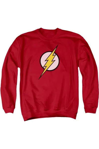 Gildan Justice League Of America Flash Logo Adult Crewneck Sweatshirt In Red