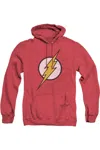 Gildan Justice League Of America Flash Logo Adult Heather Hoodie / Hooded Sweatshirt In Red