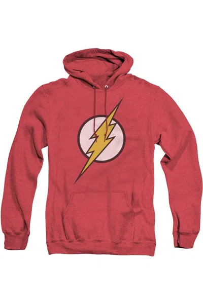 Gildan Justice League Of America Flash Logo Adult Heather Hoodie / Hooded Sweatshirt In Red