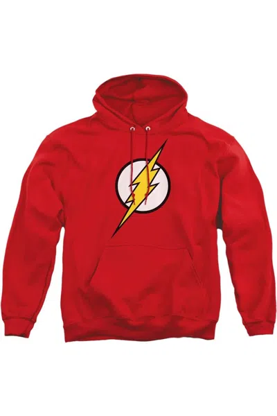 Gildan Justice League Of America Flash Logo Adult Pull Over Hoodie / Hooded Sweatshirt In Red