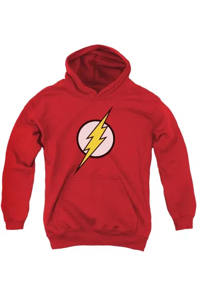Gildan Kids' Justice League Of America Flash Logo Youth Pull Over Hoodie / Hooded Sweatshirt In Red