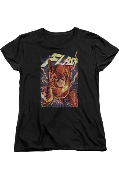 Gildan Justice League Of America Flash Glow Short Sleeve Womens Tee / T-shirt In Black
