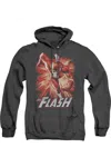 Gildan Justice League Of America Flash Red & Gray Adult Heather Hoodie / Hooded Sweatshirt In Black