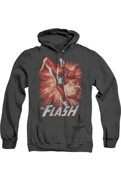 Gildan Justice League Of America Flash Red & Gray Adult Heather Hoodie / Hooded Sweatshirt In Black