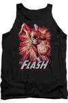 Gildan Justice League Of America Flash Red & Gray Adult Tank Top In Black