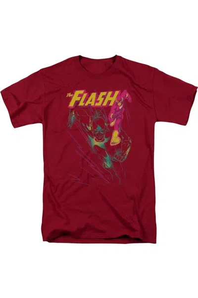 Gildan Justice League Of America Flash Spray Short Sleeve Adult Tee / T-shirt In Red